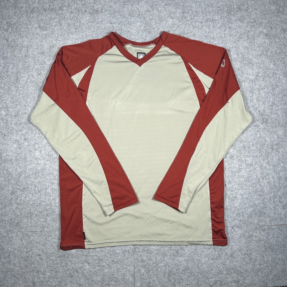 Nike ACG base layer 1 Shirt Mens XL Tan Red Long Sleeve V-Neck Gorpcore Hiking
